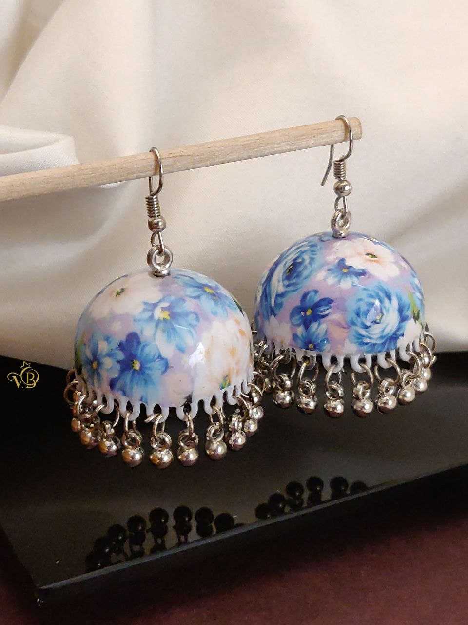 Floral Print Dome Jhumka Earrings