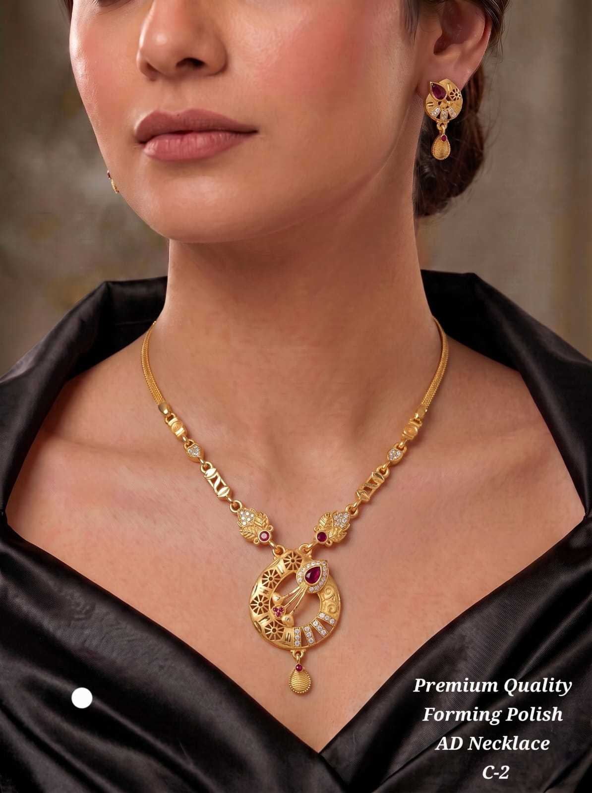 Forming Polish AD Necklace with Drop Earrings