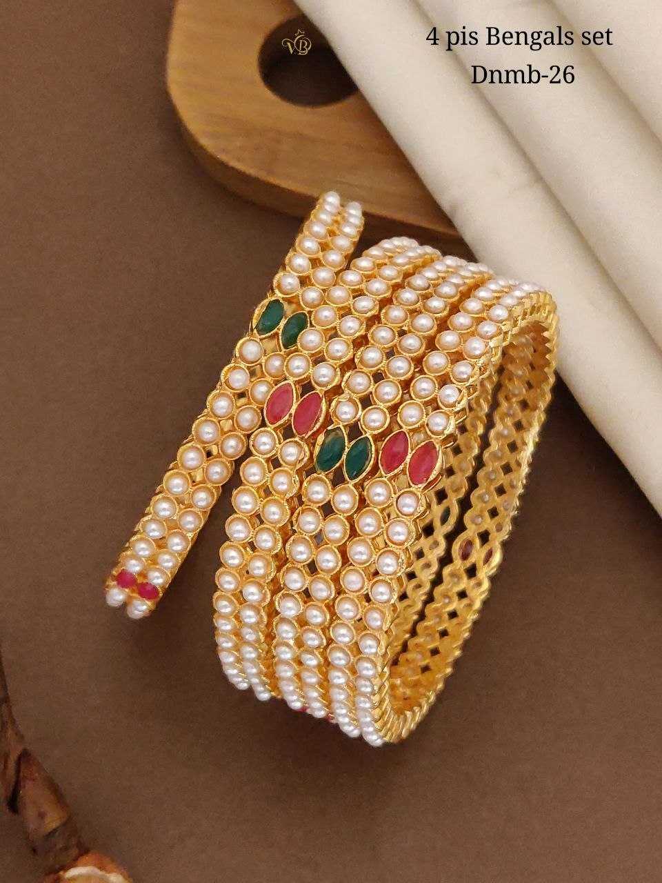 Four Piece Stackable Bangles with Micro Pearls