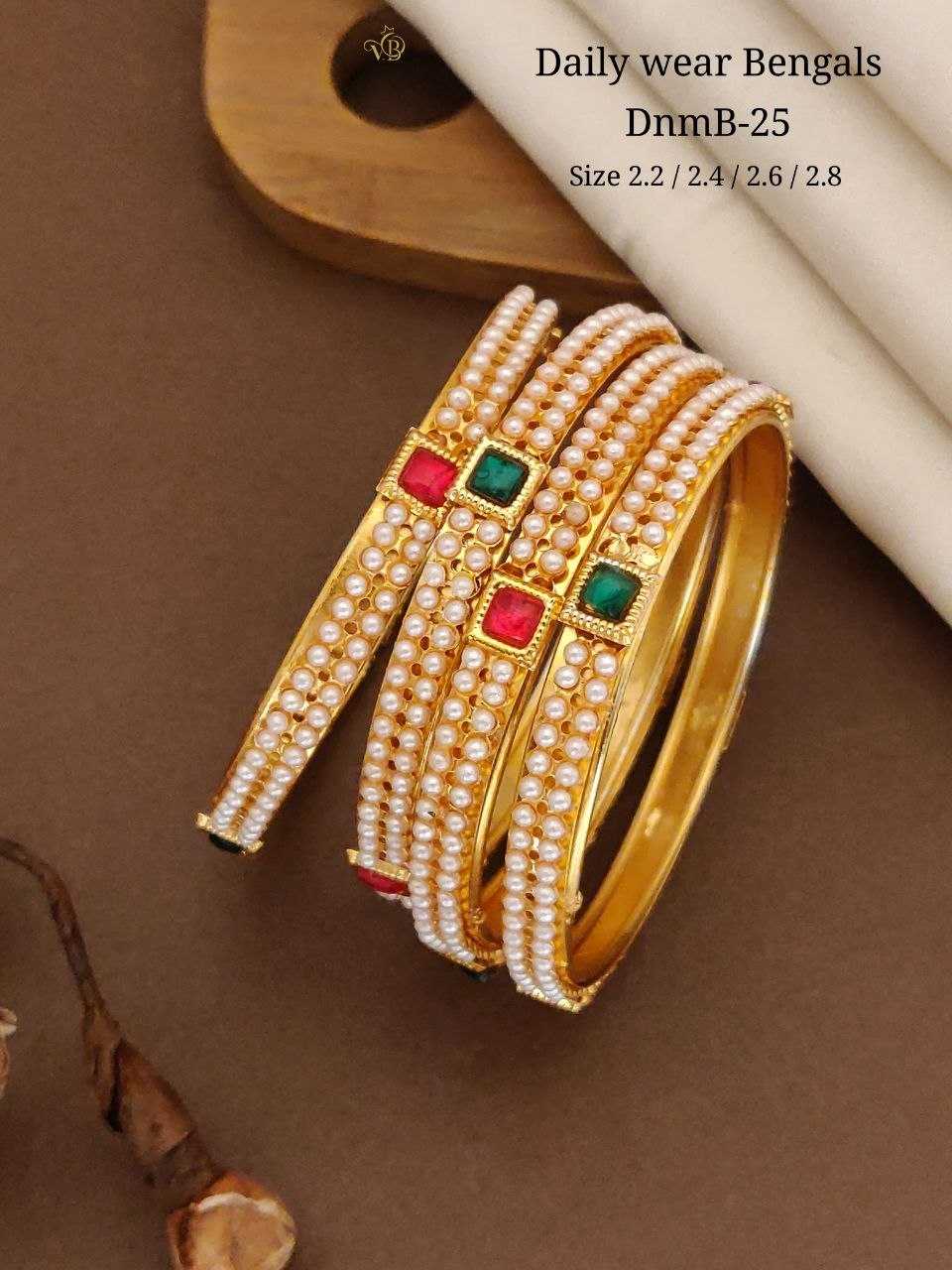 Four Piece Stackable Bangles with Micro Pearls