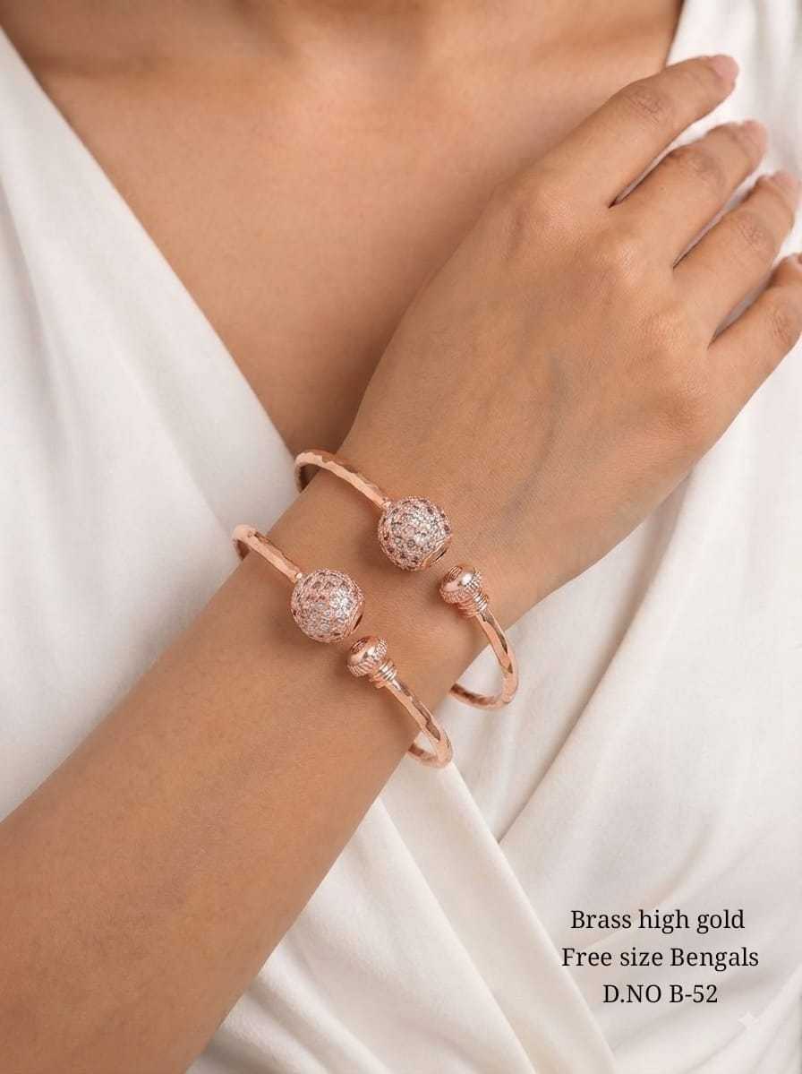 Free Size Bangle Pair with American Diamond Ball Charms