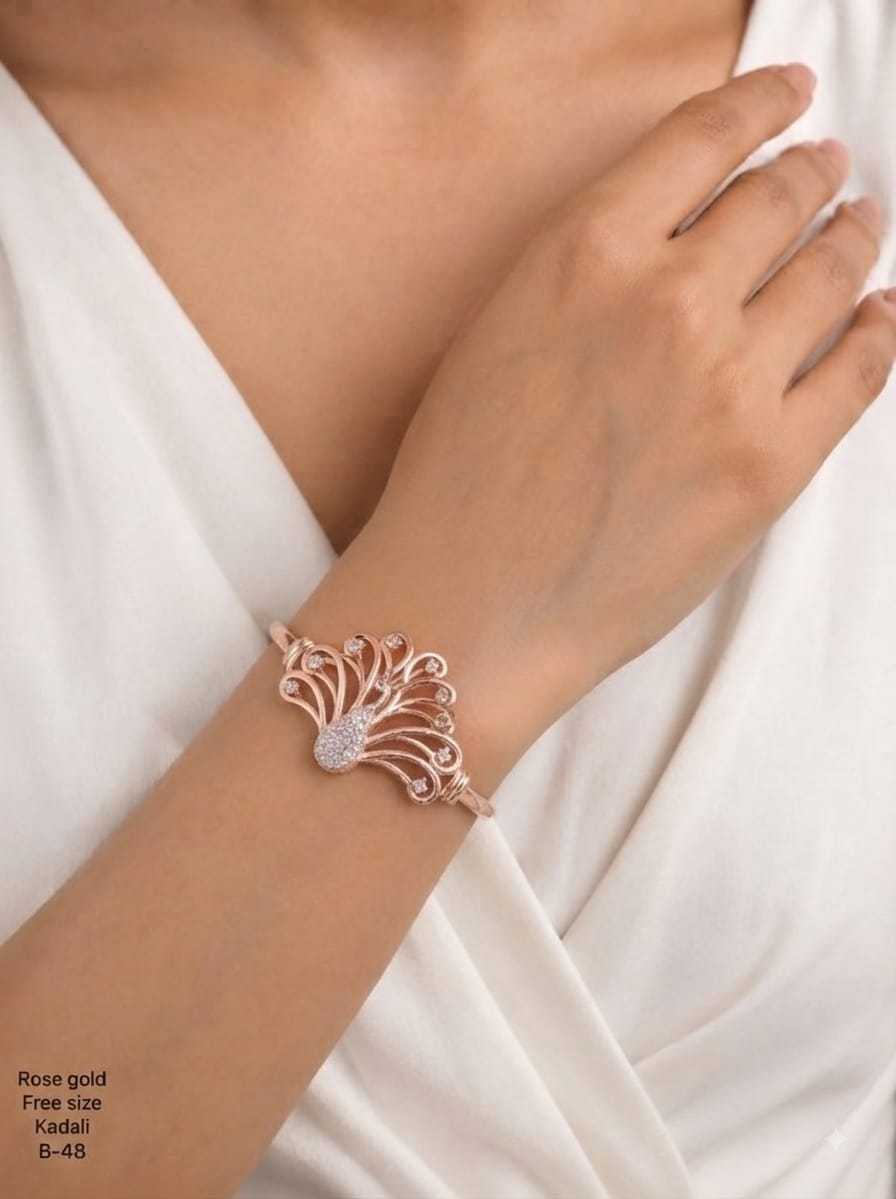 Free Size Designer Kada with Butterfly and CZ Motifs