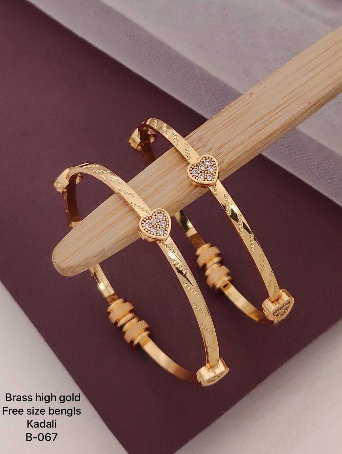 Free Size Kadi Bangles with White Stone Heart