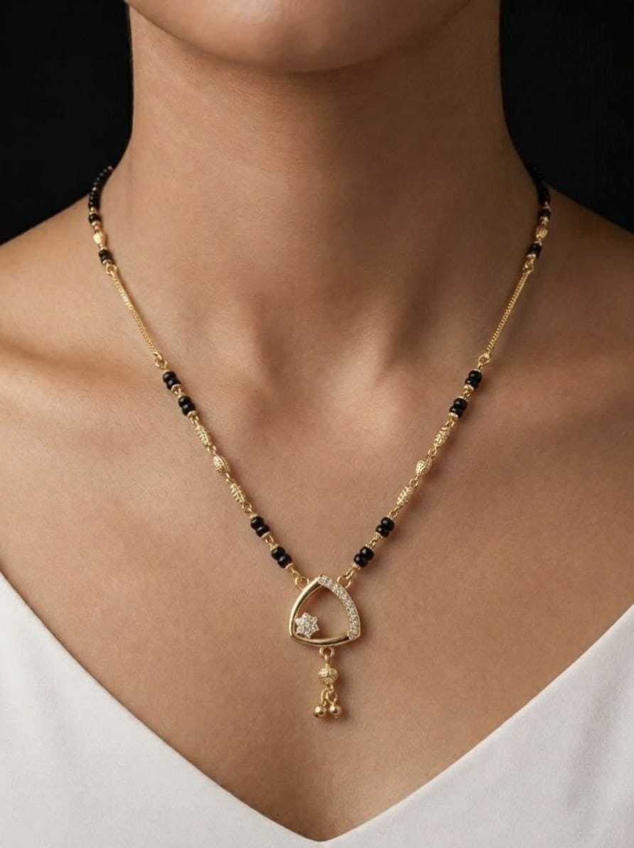 Geometric Crystal Pendant Mangalsutra with Drop