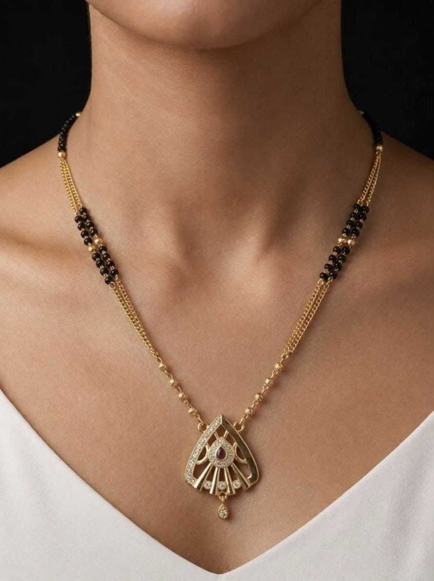 Geometric Crystal Pendant Mangalsutra with Drop