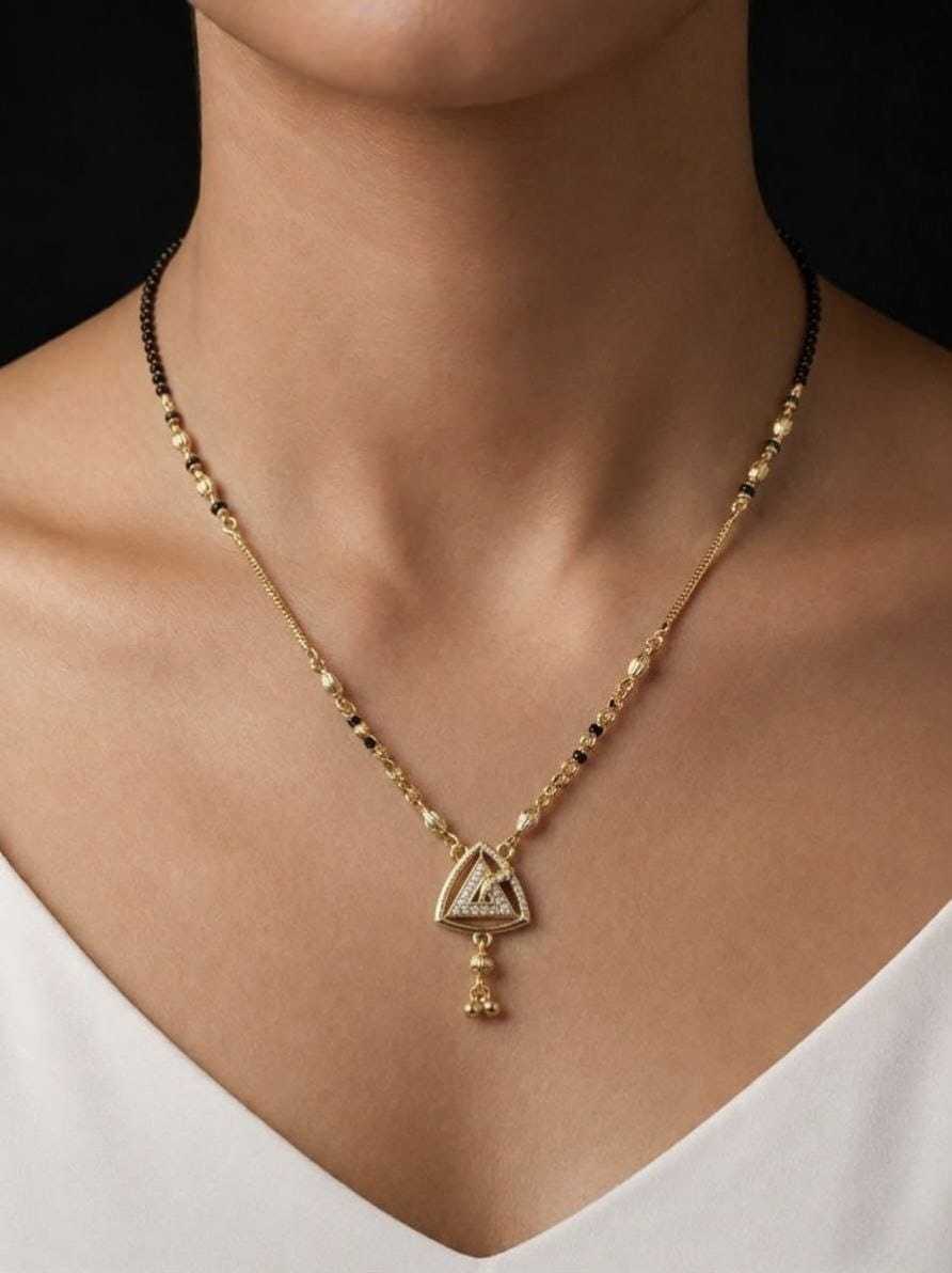 Geometric Crystal Pendant Mangalsutra with Drop