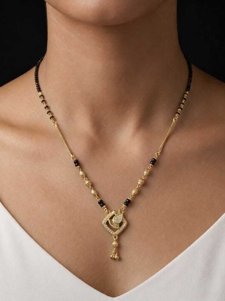 Geometric Crystal Pendant Mangalsutra with Drop