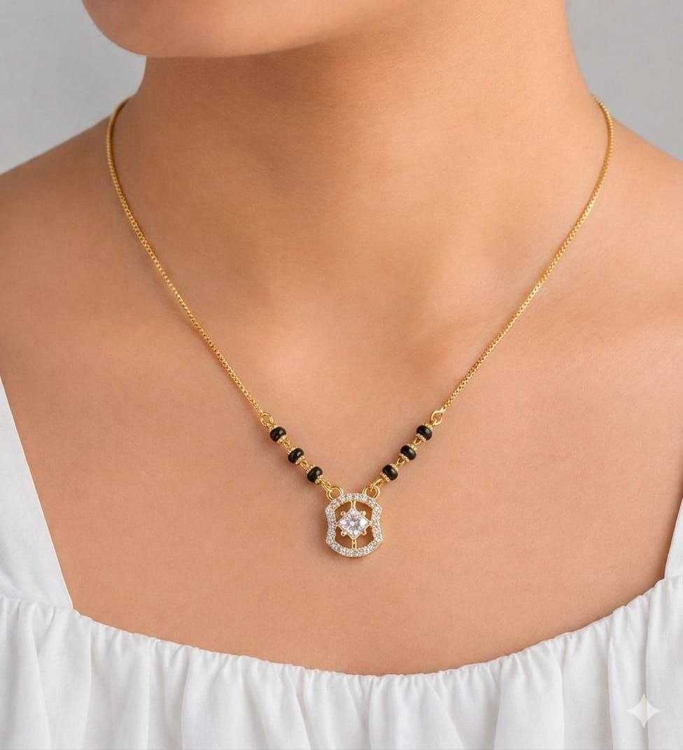 Geometric Teardrop Mangalsutra in High Gold