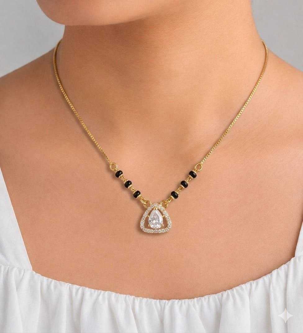 Geometric Teardrop Mangalsutra in High Gold