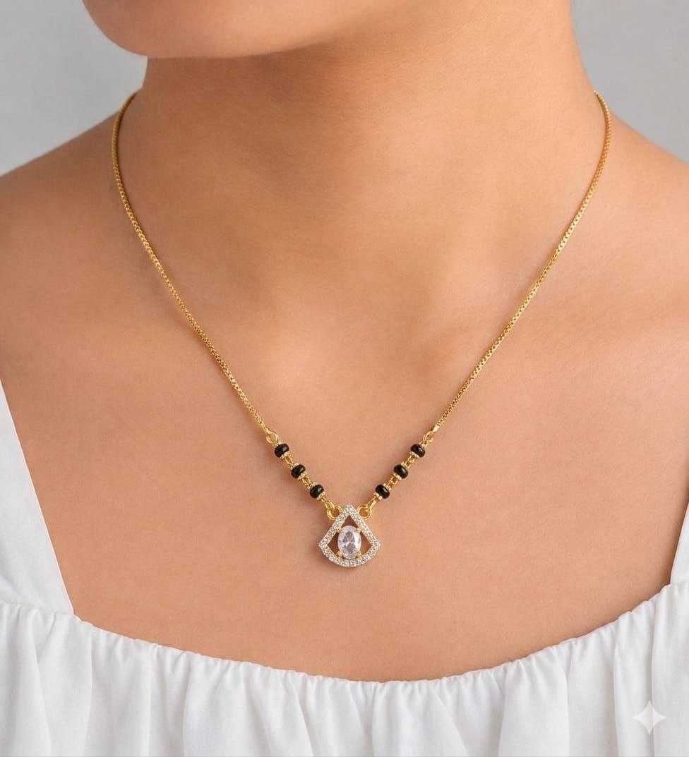 Geometric Teardrop Mangalsutra in High Gold