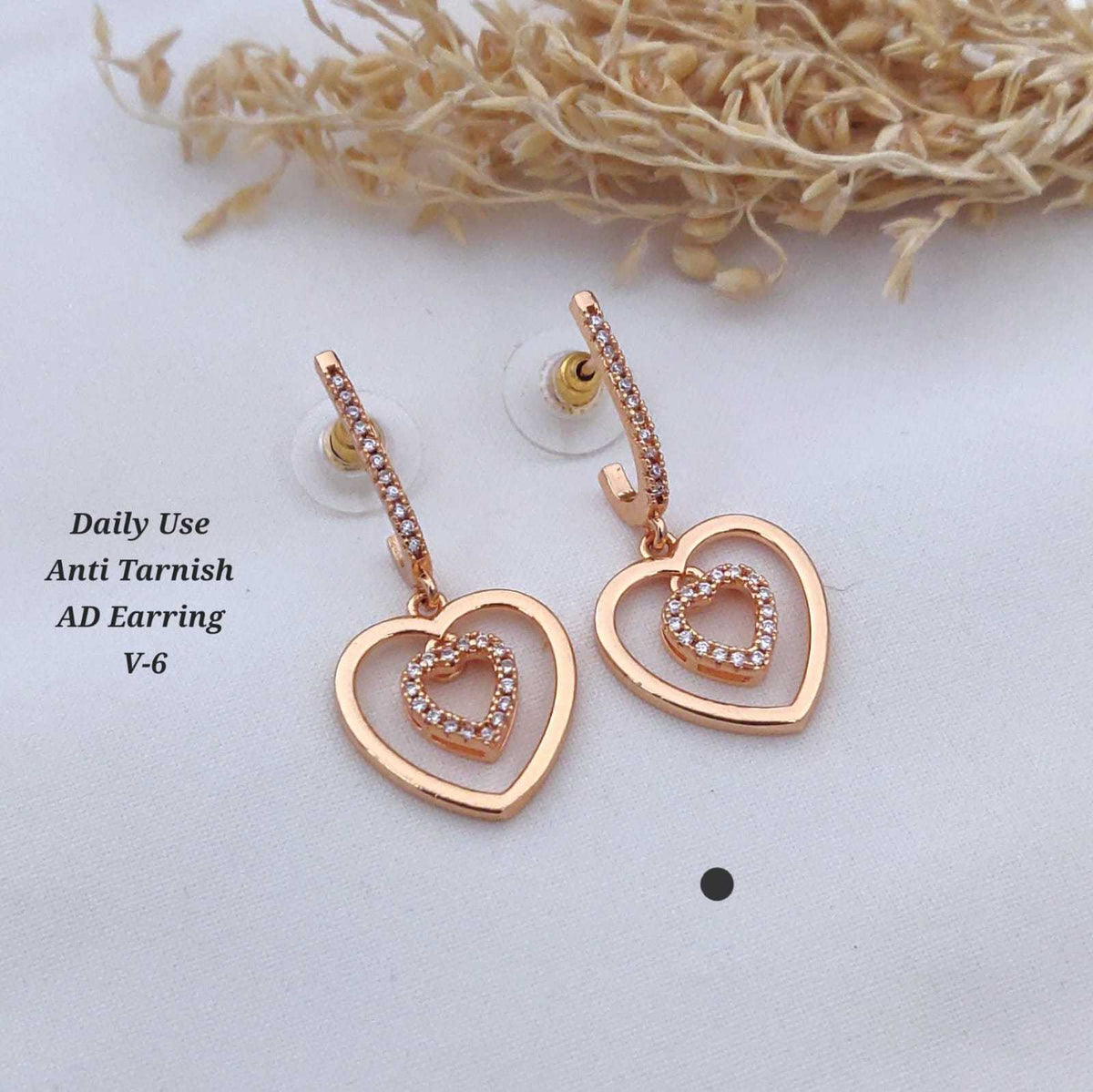 Geometric Triangle Dangle Earrings in Rose Gold