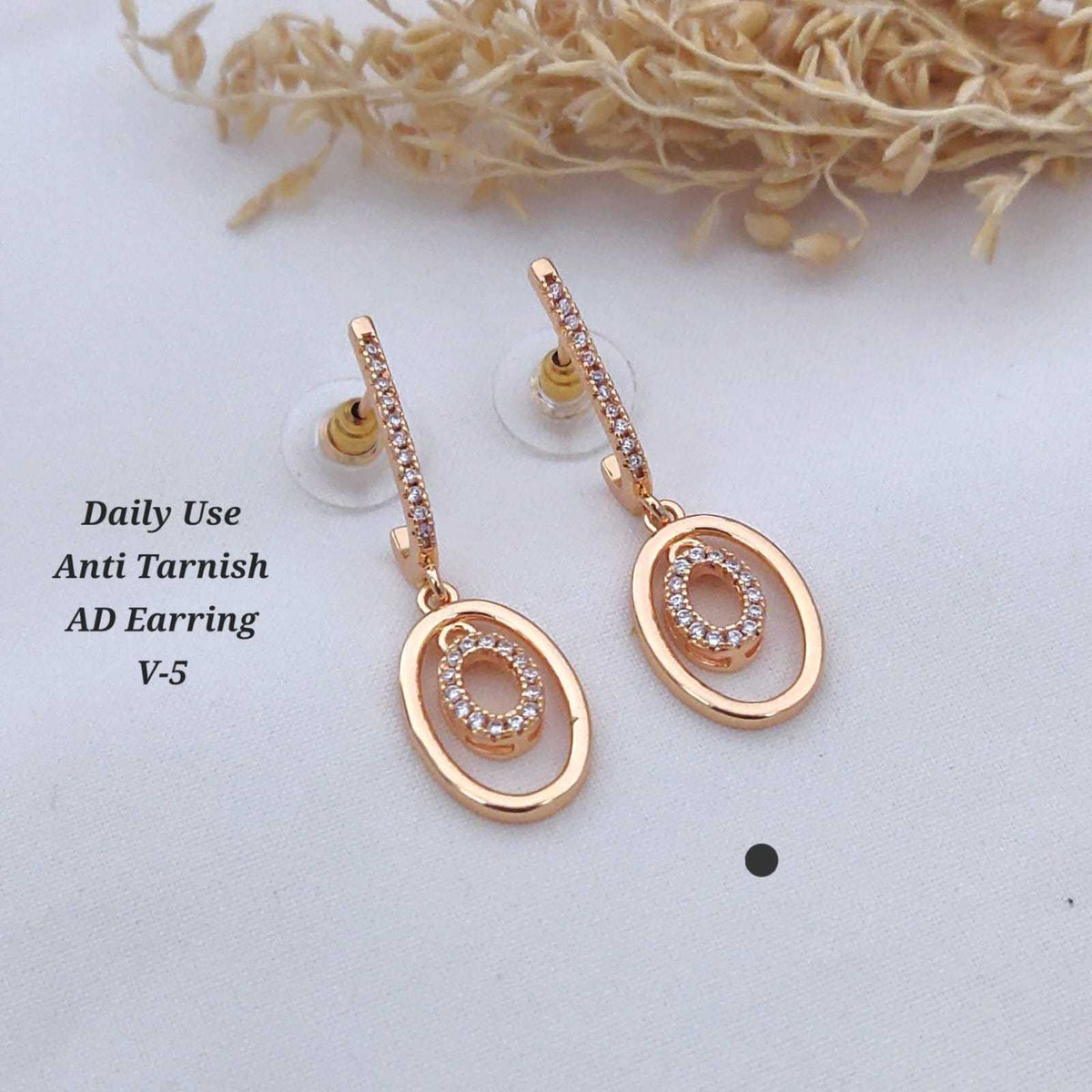 Geometric Triangle Dangle Earrings in Rose Gold