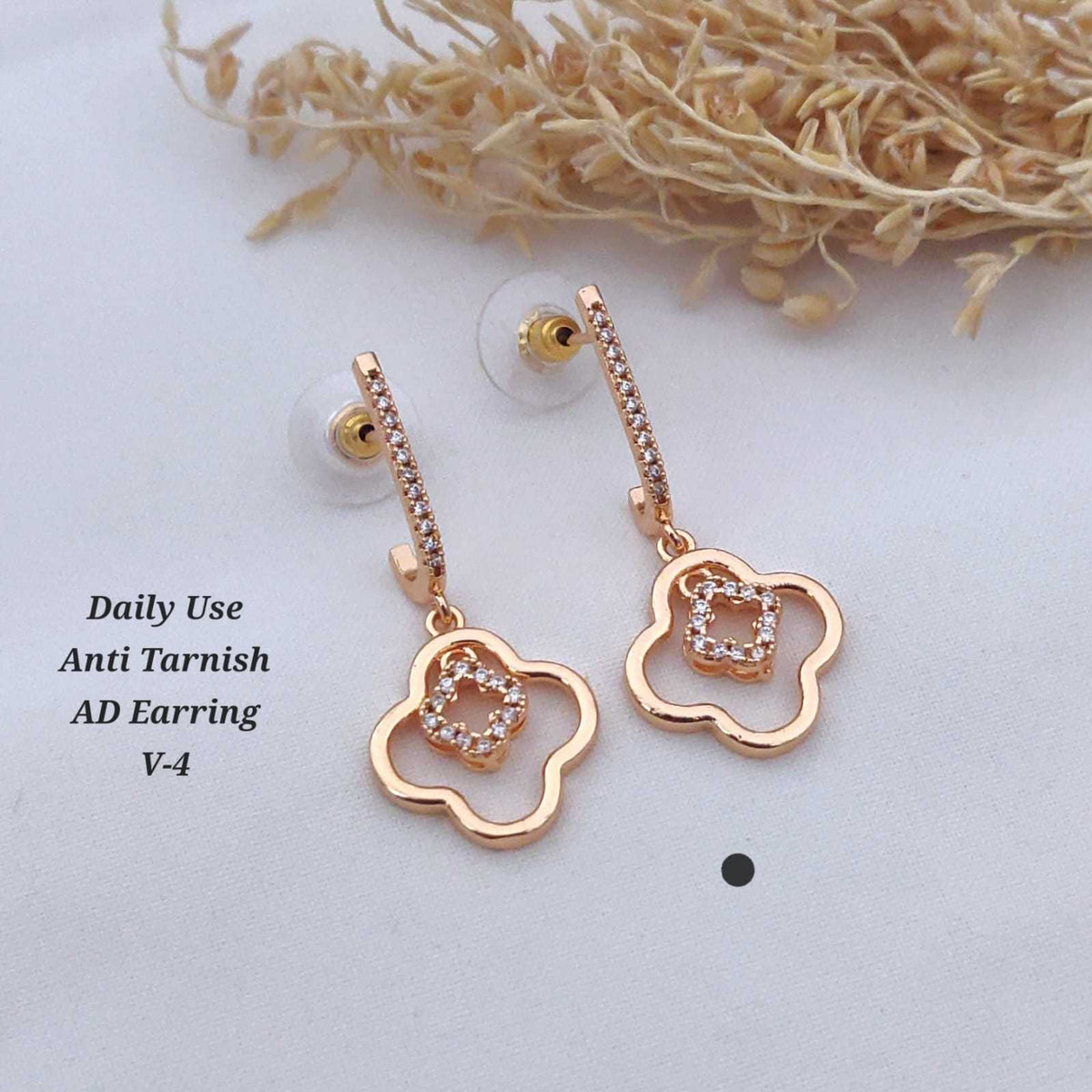 Geometric Triangle Dangle Earrings in Rose Gold