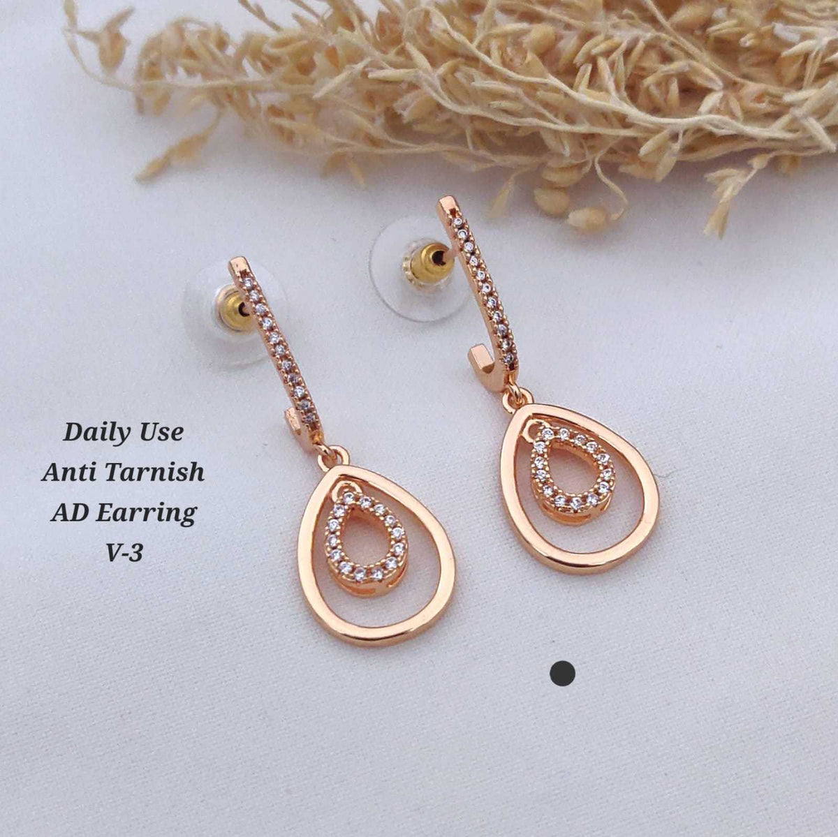 Geometric Triangle Dangle Earrings in Rose Gold