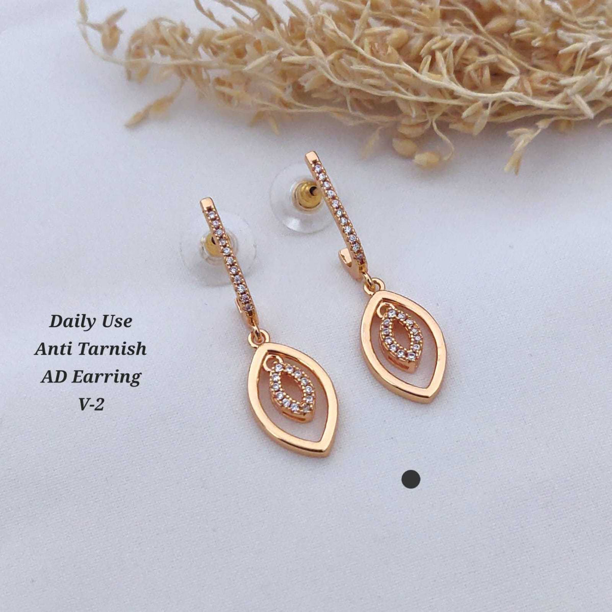 Geometric Triangle Dangle Earrings in Rose Gold