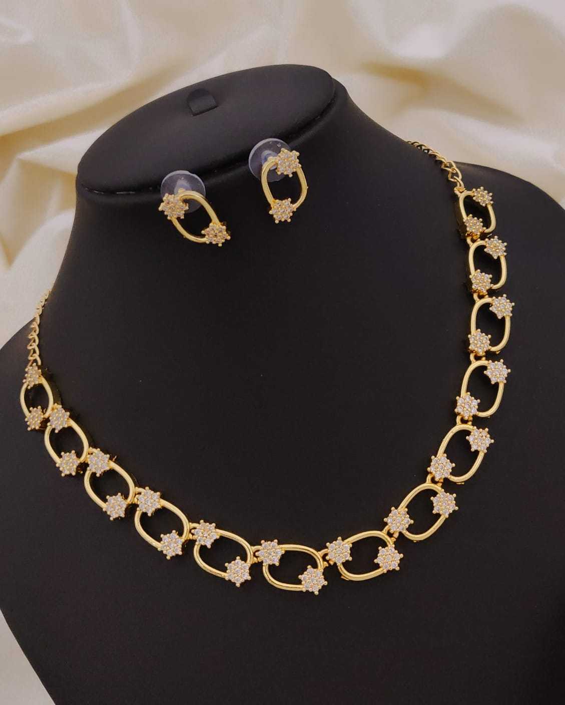 Geometric Triangle Necklace Set with Fine Stones