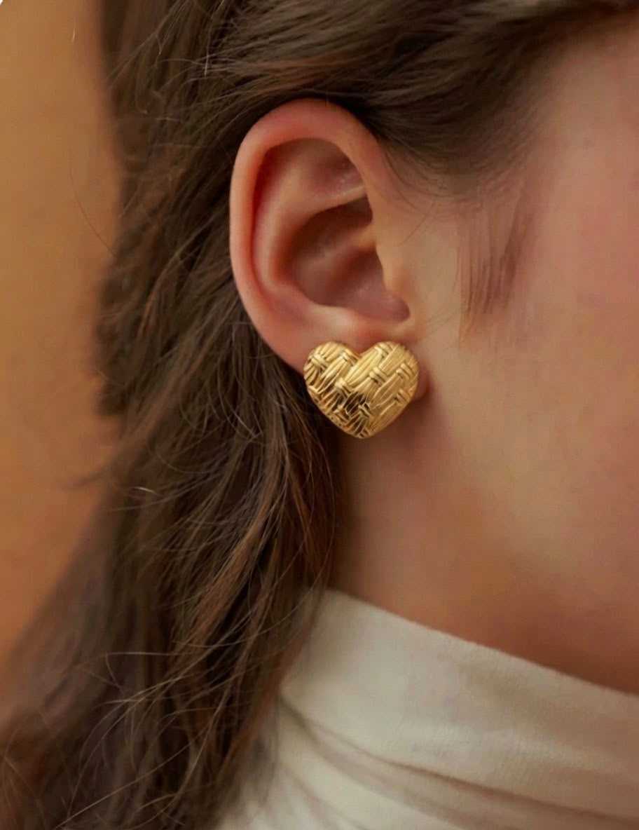 Glossy Gold Seashell Stud Earrings