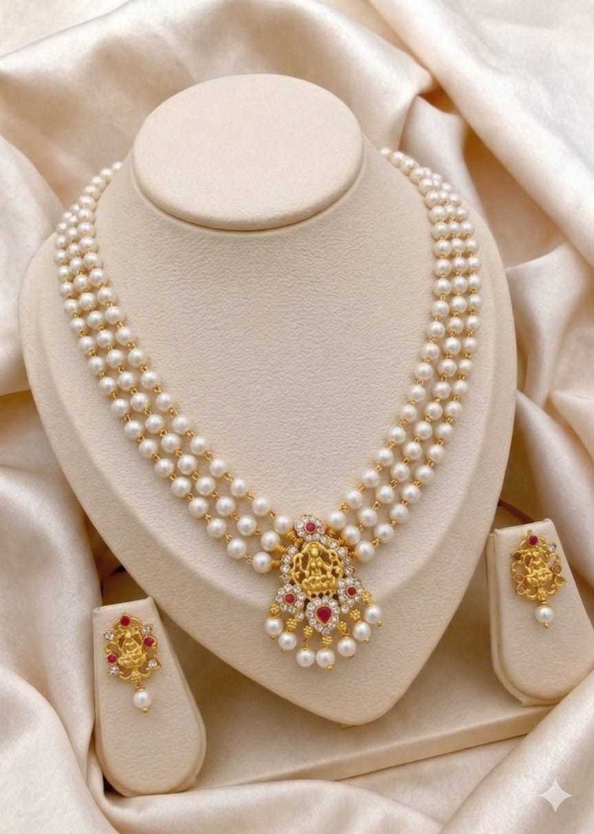 Goddess Lakshmi Medallion Necklace Set
