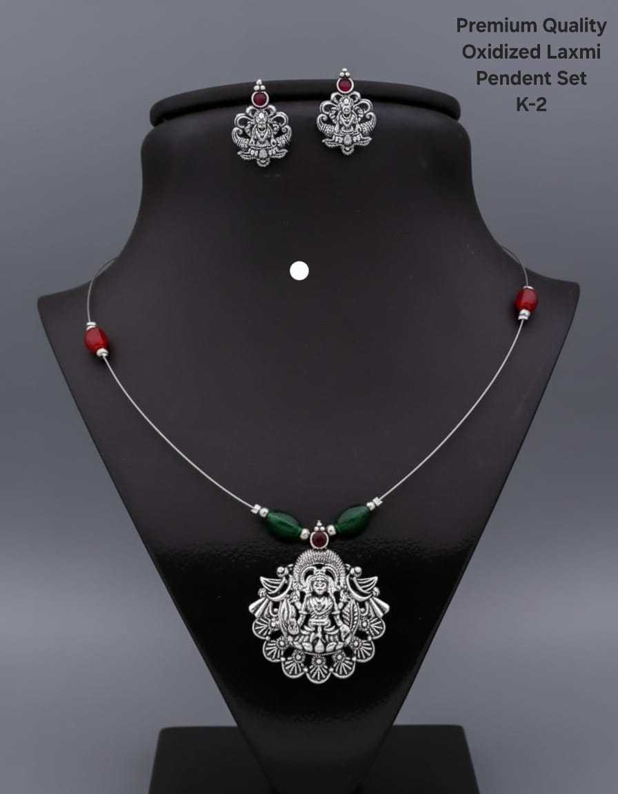 Goddess Laxmi Pendant Set with Elephant Motifs