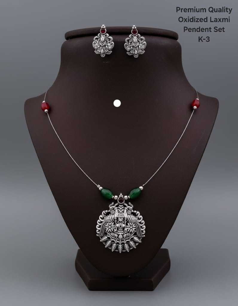 Goddess Laxmi Pendant Set with Elephant Motifs