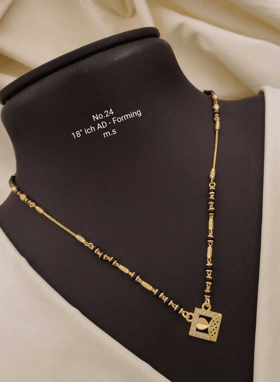 Gold Bead Station Mangalsutra with Petite AD Pendants