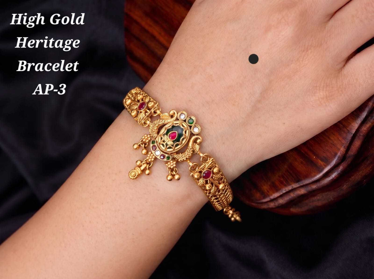 Gold Chain Bracelet with Bead Cluster Drops