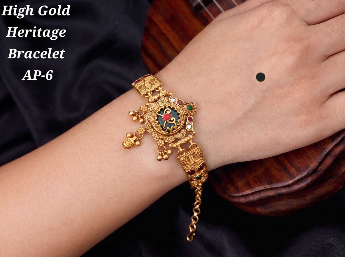 Gold Chain Bracelet with Bead Cluster Drops