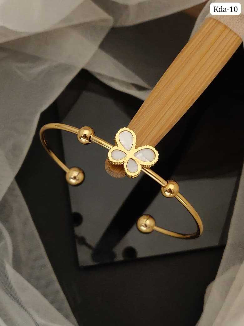 Gold Cuff Bracelet with Mother-of-Pearl Heart
