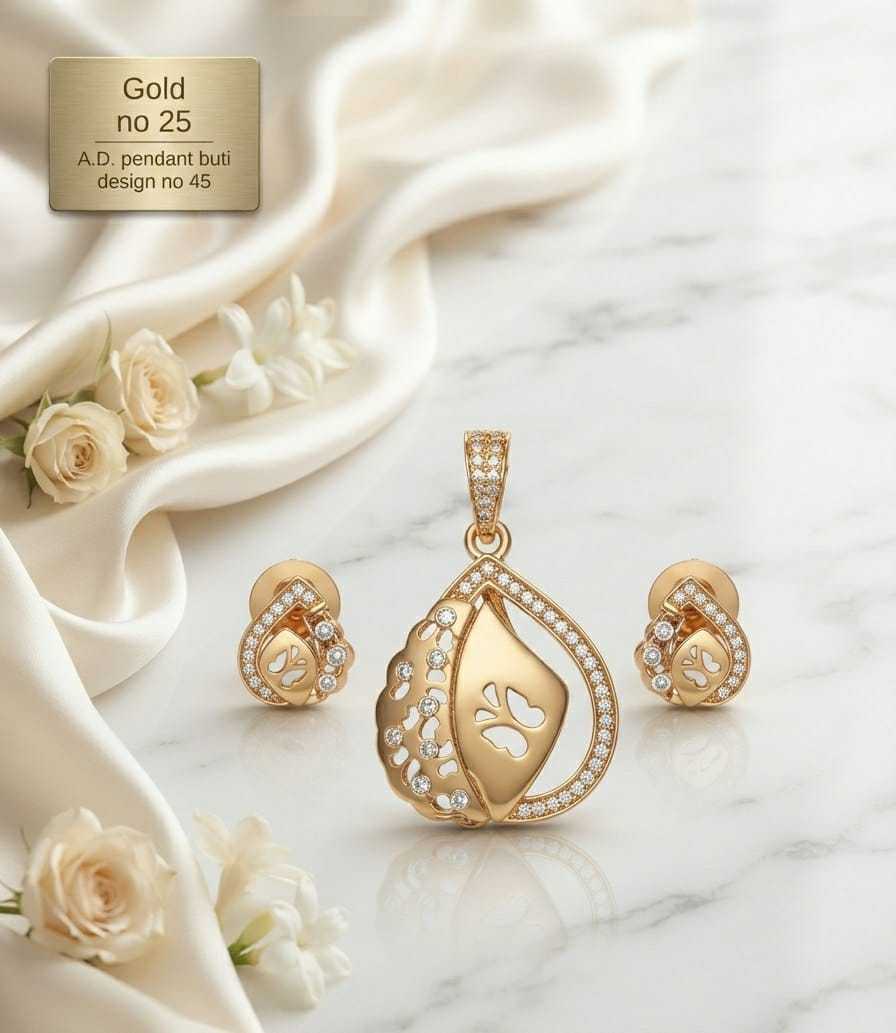 Gold-Plated AD Pendant Set in Teardrop, Bell and Triangle Designs