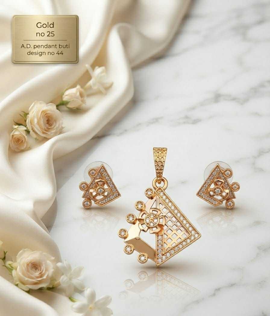 Gold-Plated AD Pendant Set in Teardrop, Bell and Triangle Designs
