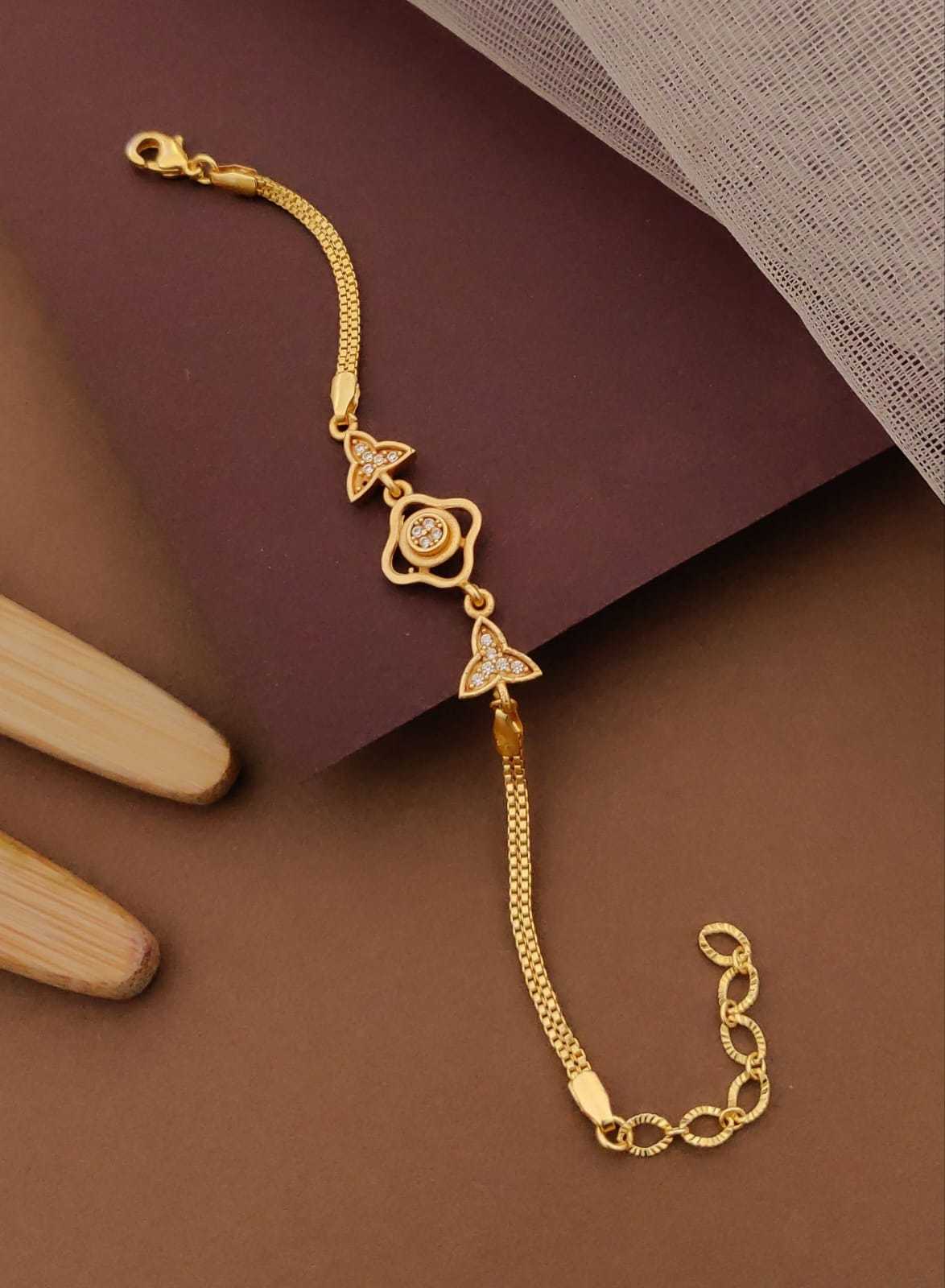 Gold-Plated Mesh Chain Bracelet with CZ Motif Centre
