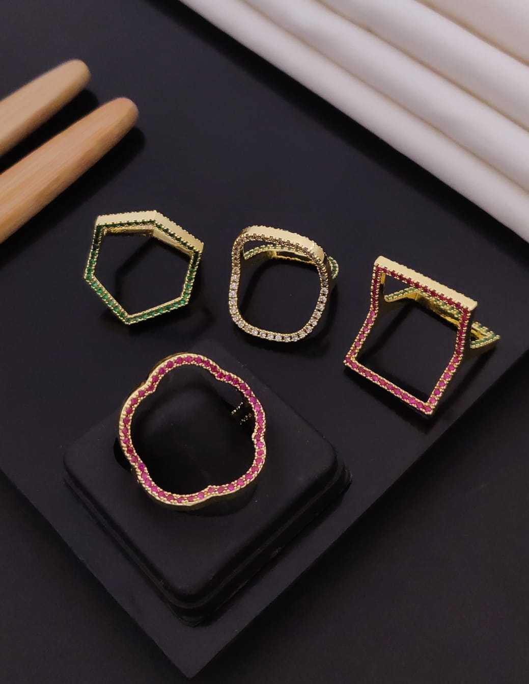 Gold-Plated Ring Set with Coloured Cubic Zirconia