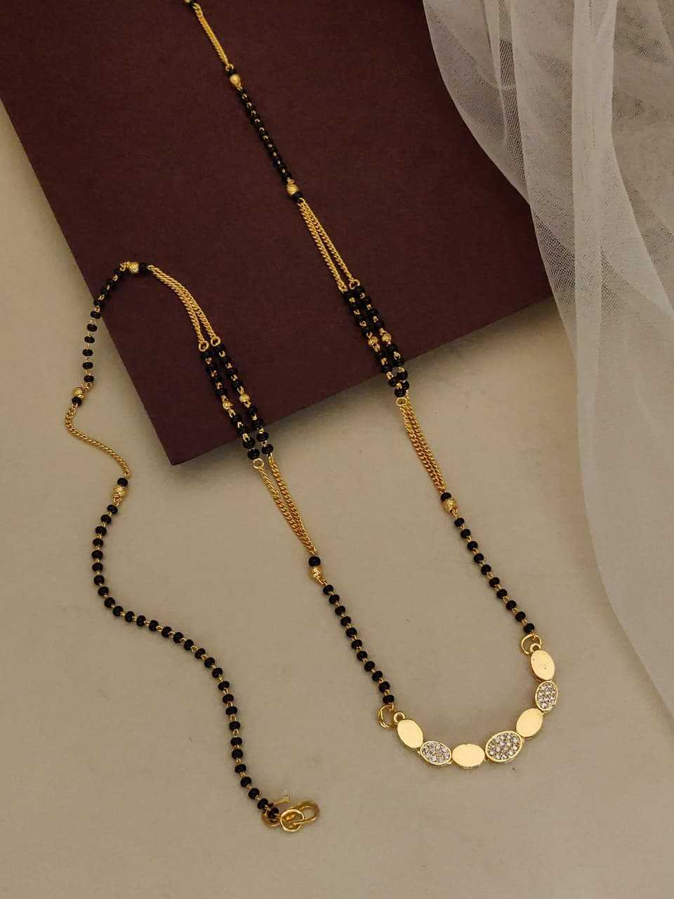 Gold-Plated Short Mangalsutra with Hexagon CZ Links