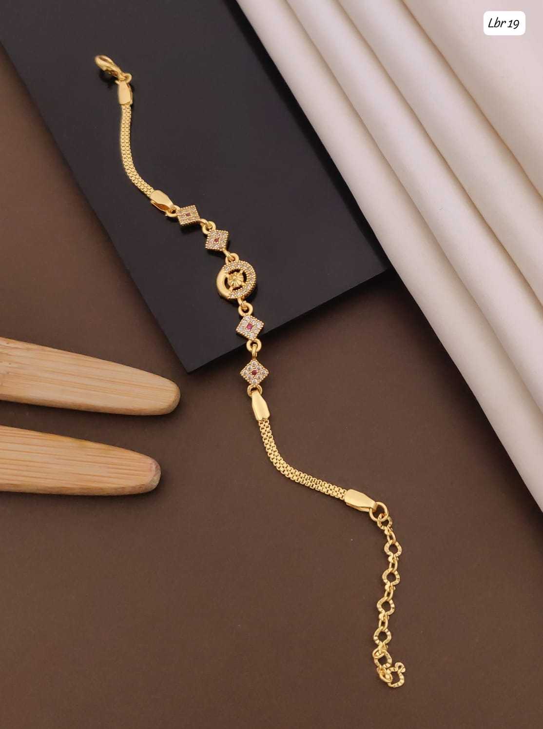 Gold-Tone Mesh Chain Bracelet with CZ Star and Circle Charms