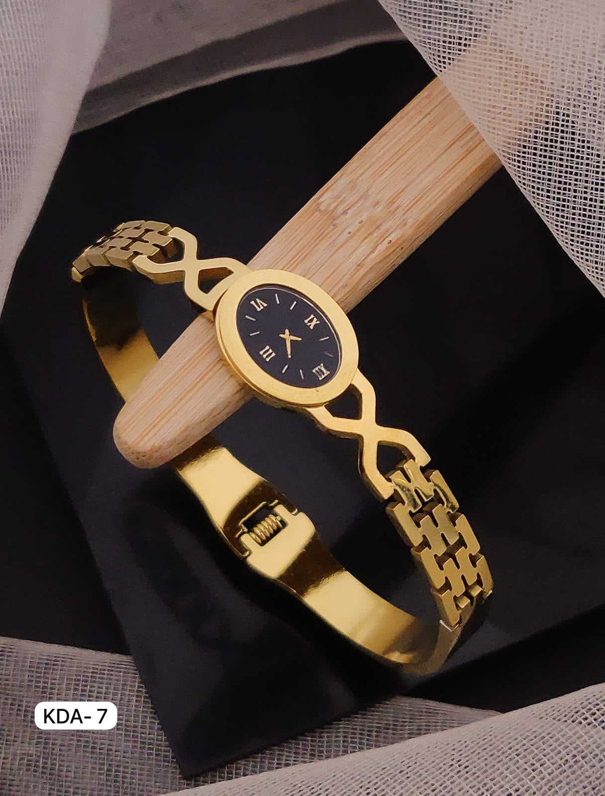 Gold-Tone Roman Numeral Watch with Cutout Band