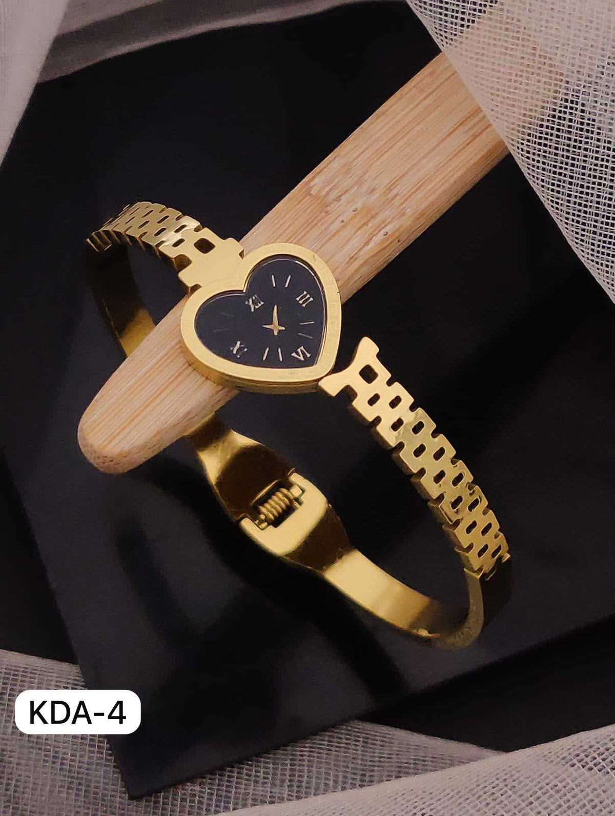 Gold-Tone Roman Numeral Watch with Cutout Band
