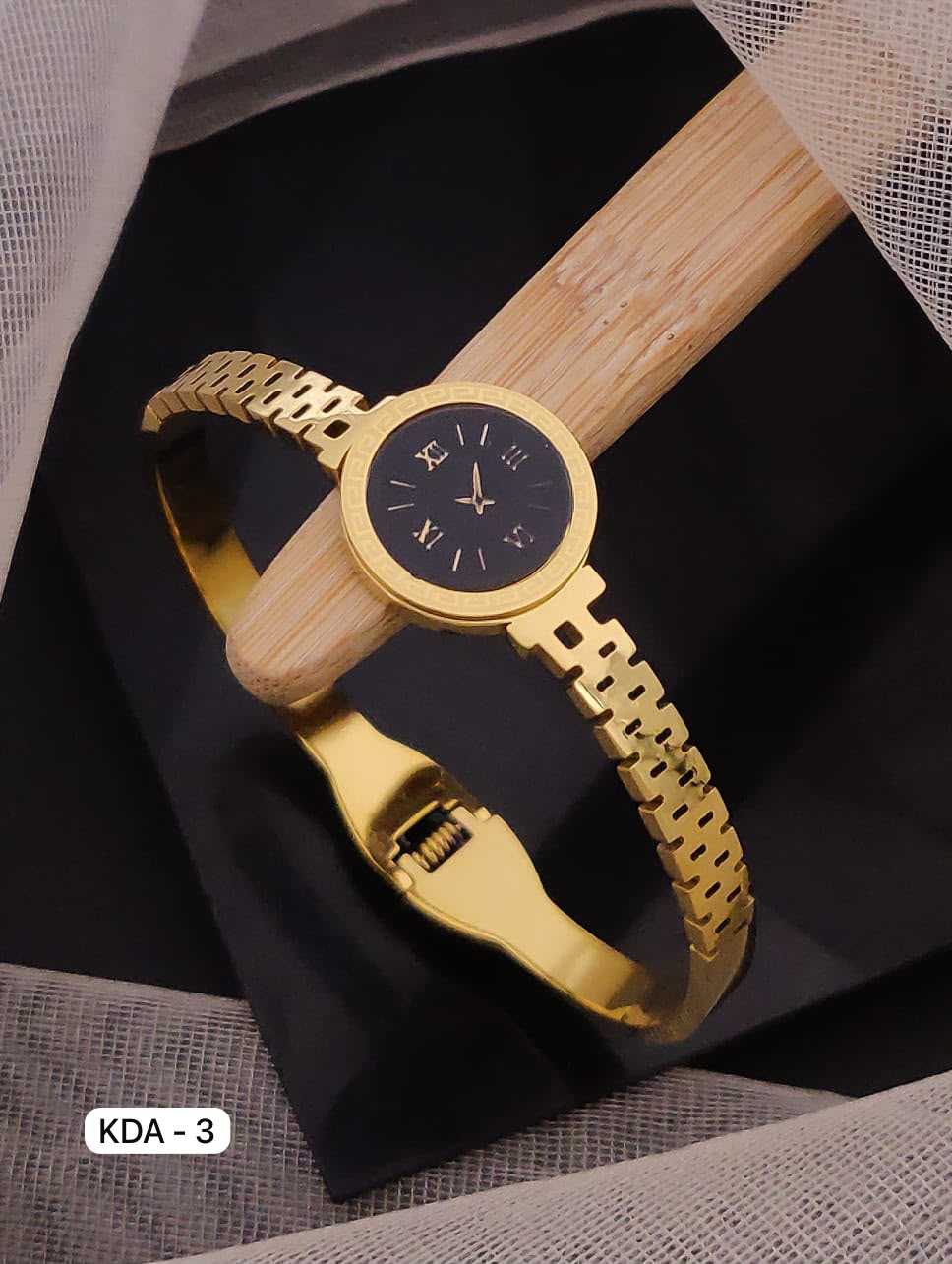 Gold-Tone Roman Numeral Watch with Cutout Band