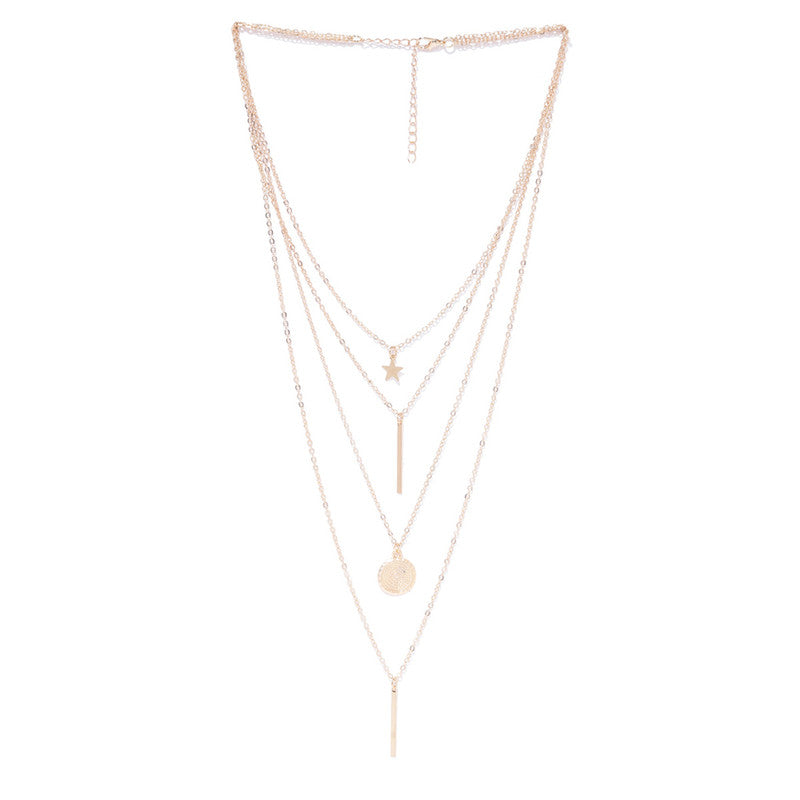 Gold-Tone Star & Coin Four-Layer Necklace