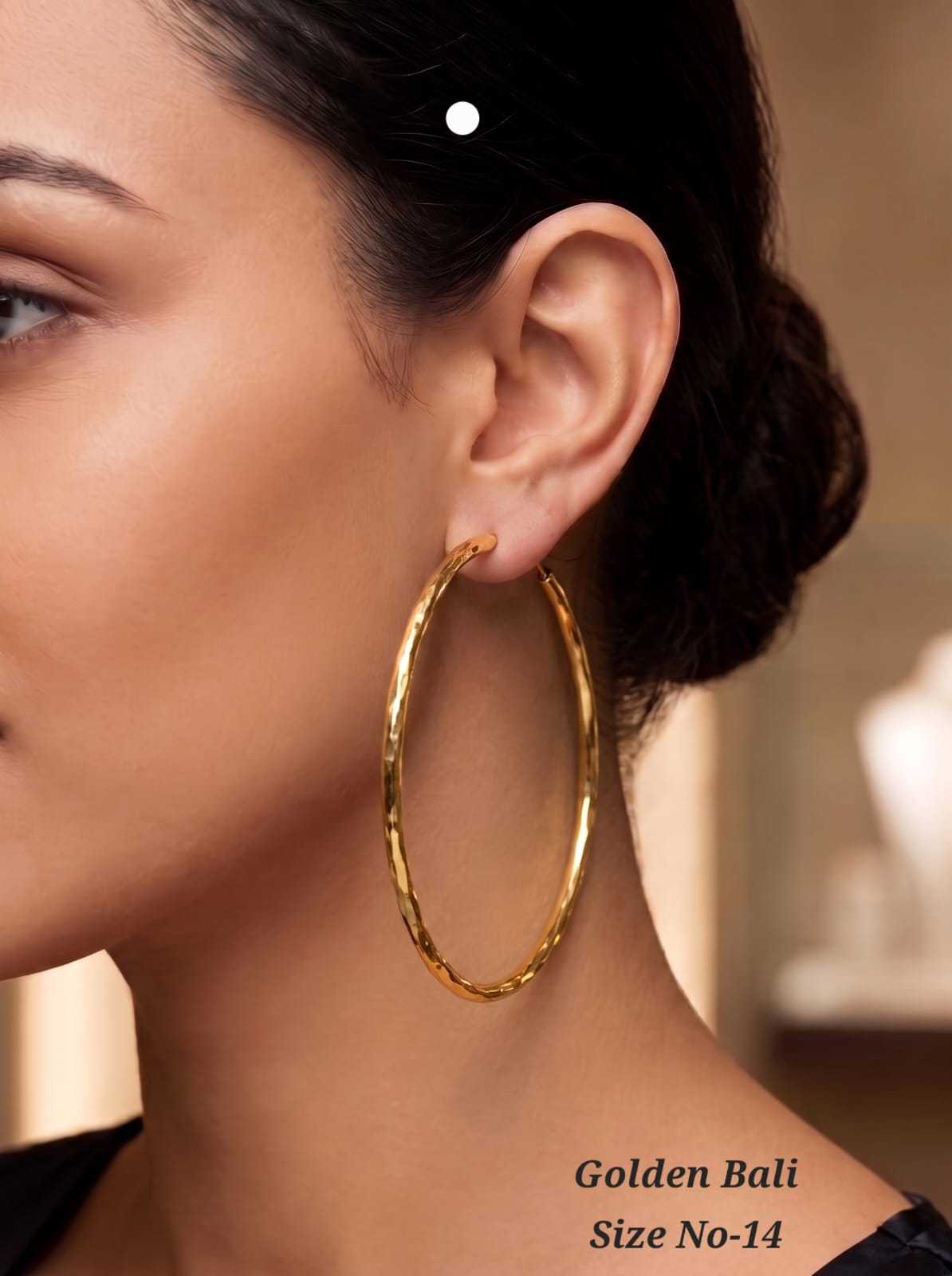 Golden Bali Hoop Earrings in Plain Gold