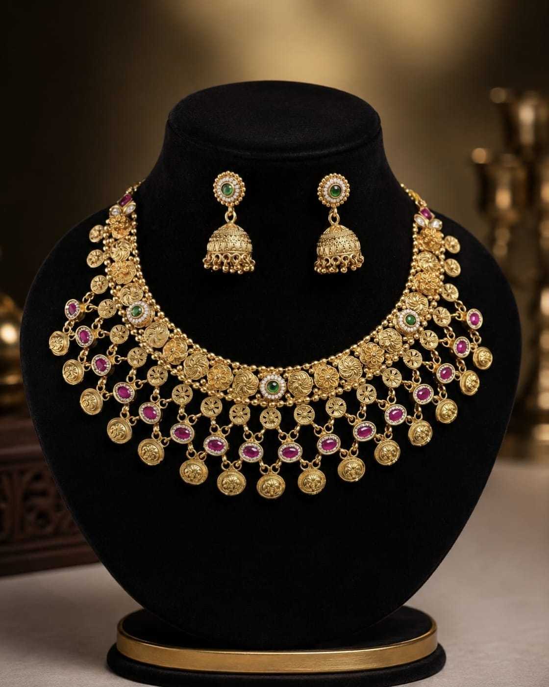 Grand Antique Coin & Stone Choker Set