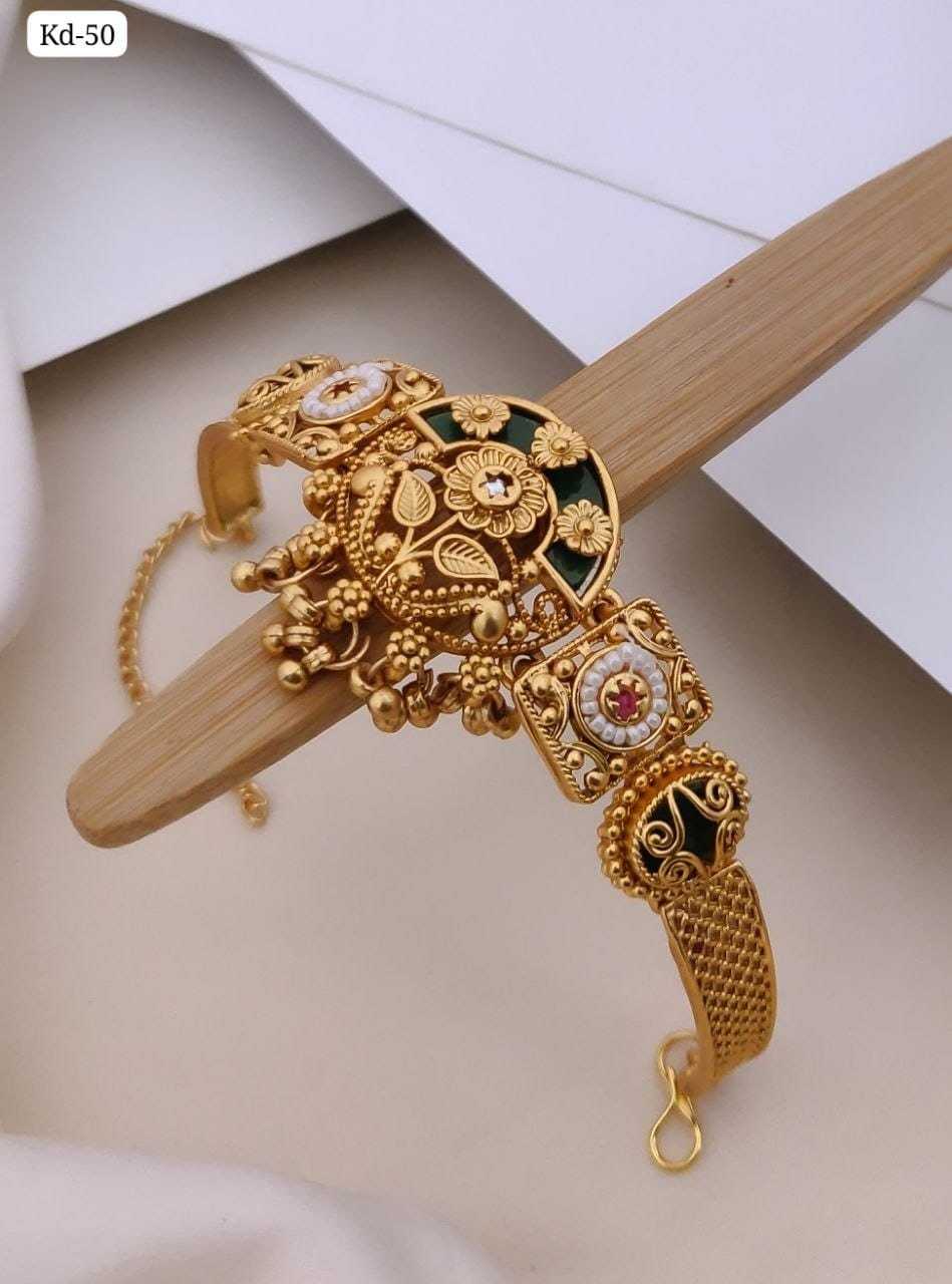 Green Enamel Kada with Dangling Charms