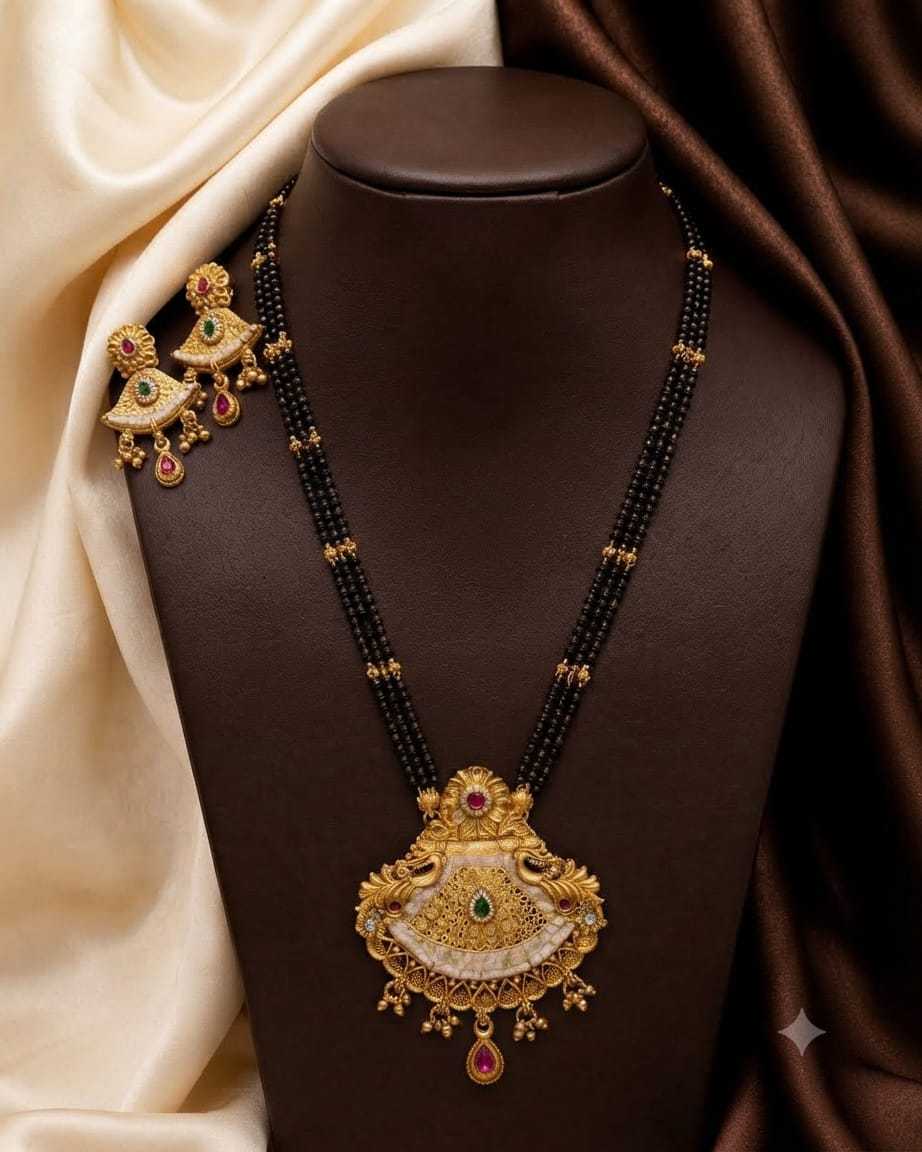 Half Moon Pendant Mangalsutra Set with Pearl Drops