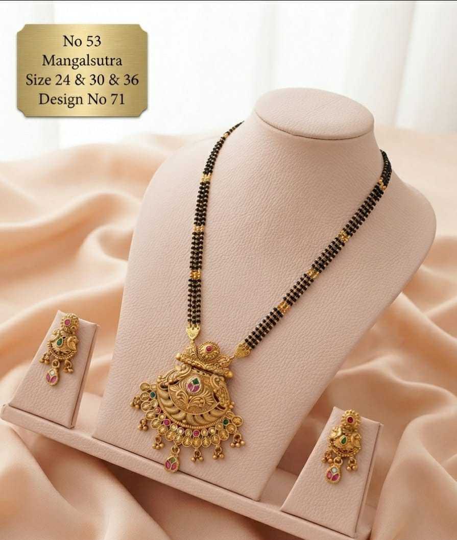 Half-Moon Pendant Mangalsutra with Red and Green Stones