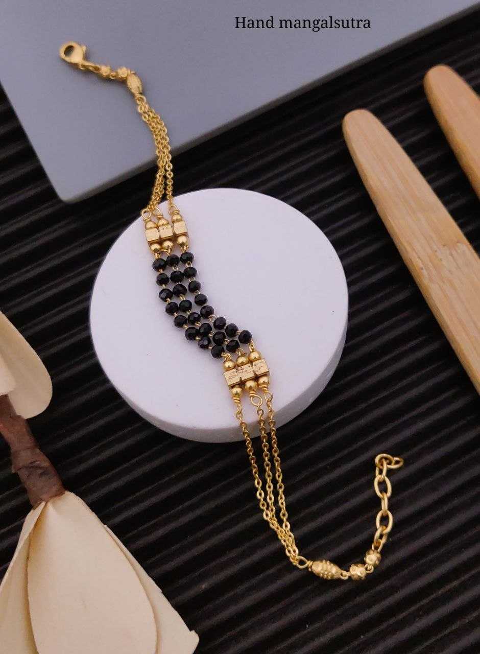 Hand Mangalsutra Bracelet with Gold Spacer Cubes