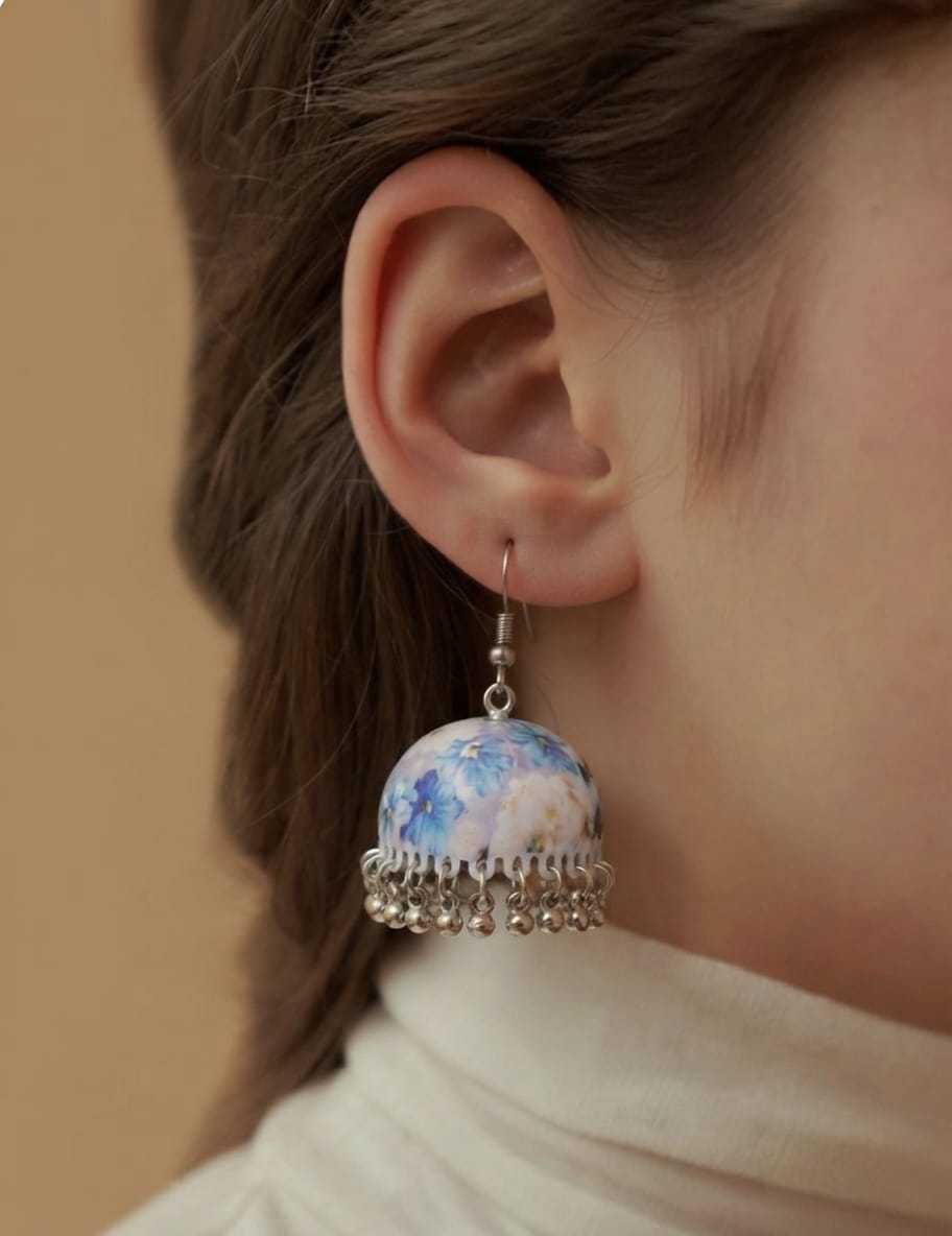 Hand Painted Mughal Miniature Jhumka Earrings