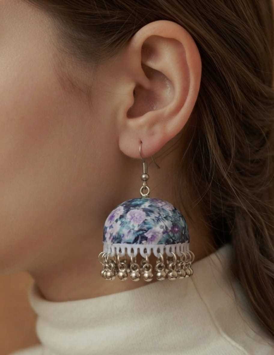 Hand Painted Mughal Miniature Jhumka Earrings