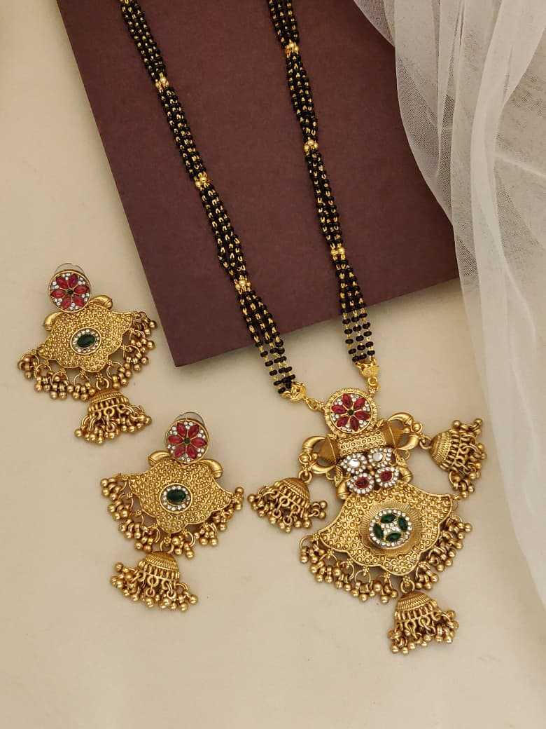 Heavy Designer Pendant Mangalsutra with Jhumkas