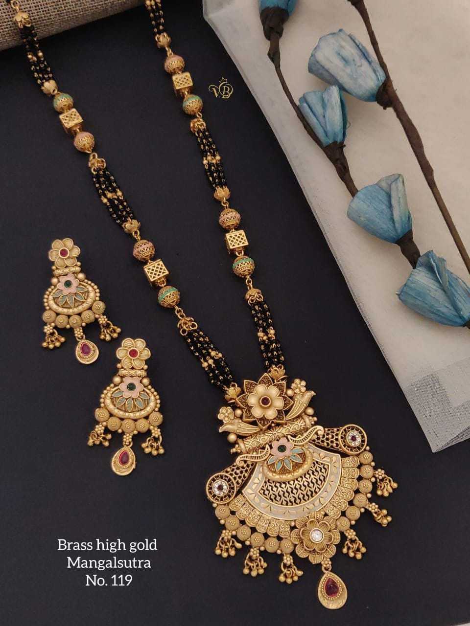 Heavy Meenakari Pendant Long Mangalsutra Set