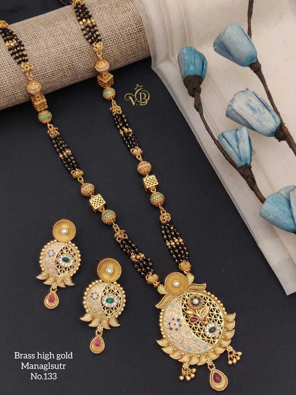 Heavy Meenakari Pendant Long Mangalsutra Set