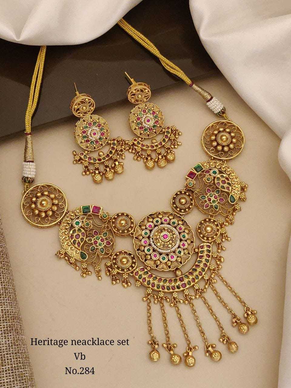 Heritage Antique Necklace Set with Circular Motifs